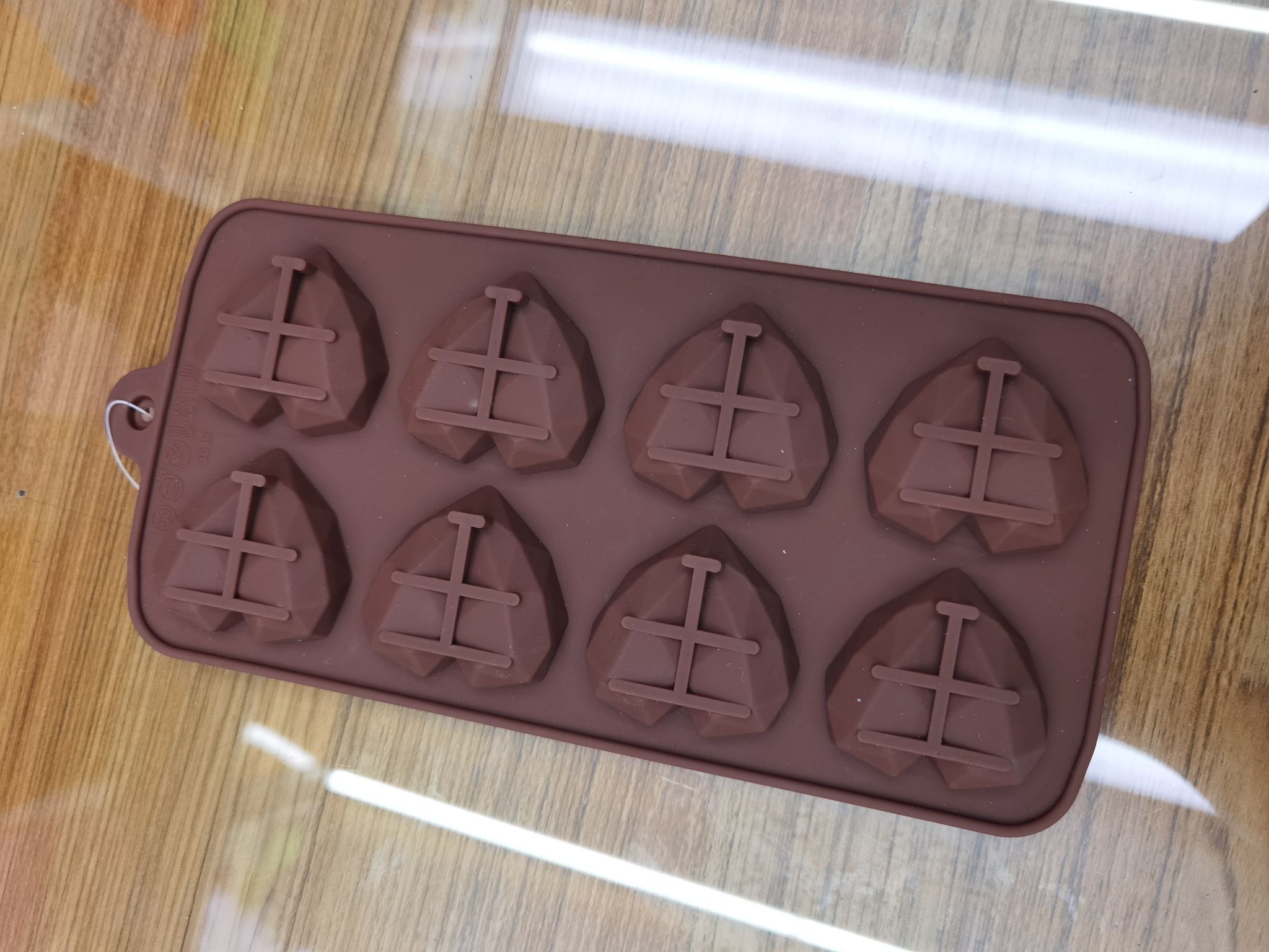 8孔钻石心形巧克力模具硅胶饼干模具