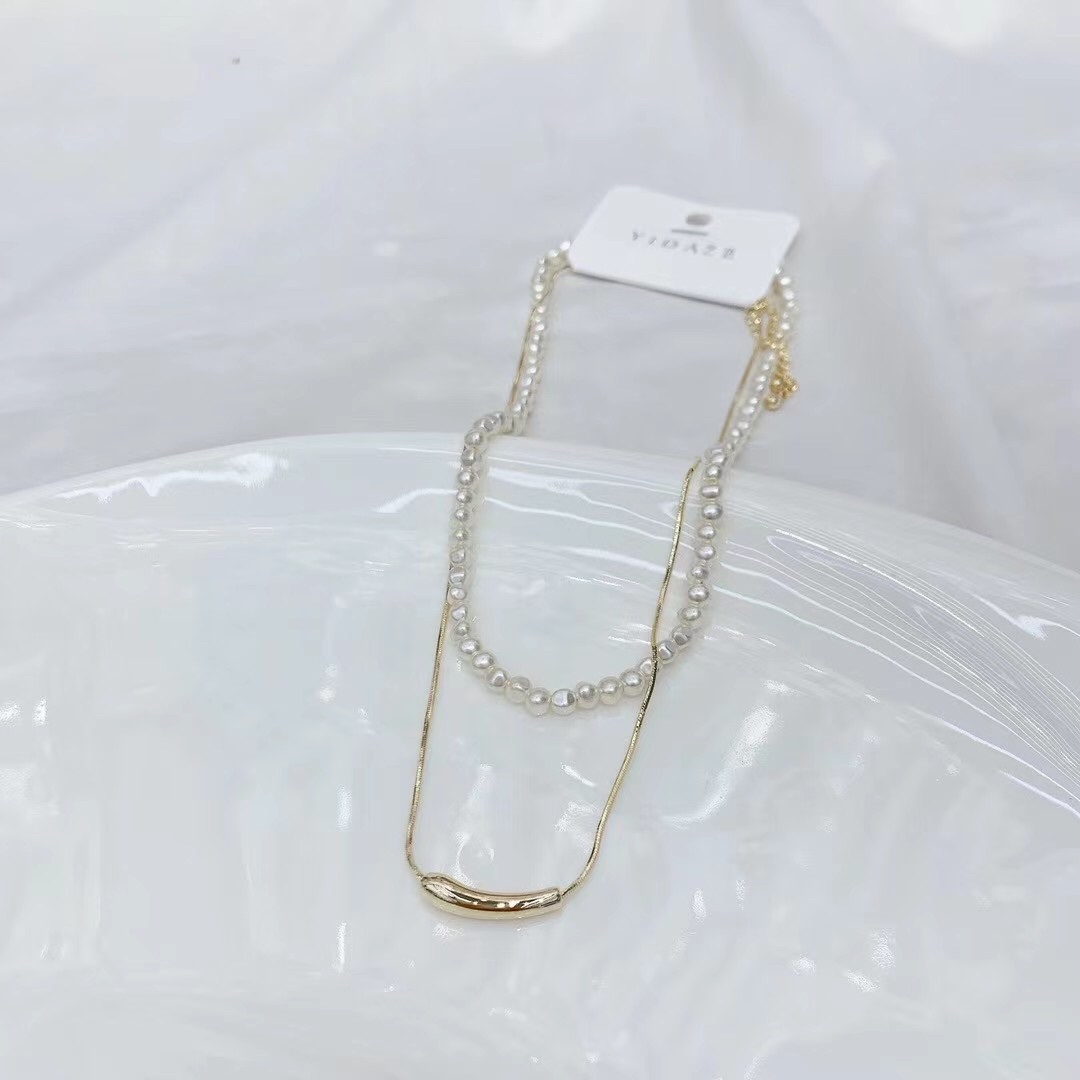 淡水珍珠双层小清新优惠不锈钢项链捷亚钢饰