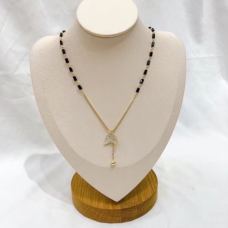Freshwater pearl personalized necklace in stainless steel style 1 details Picture