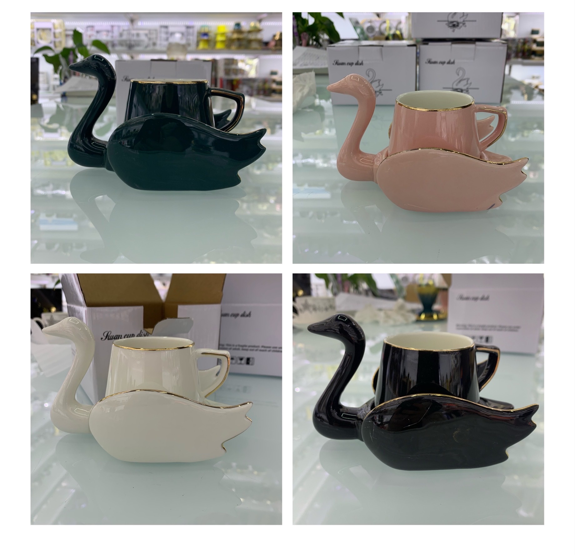 7845德伟陶瓷天鹅陶瓷杯碟描金骨瓷高档杯碟下午茶杯碟德伟128