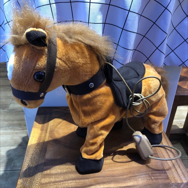 The new internet-famous best-selling electric plush toy, the brown horse with a leash that can walk and play music, is from the brand HNR419