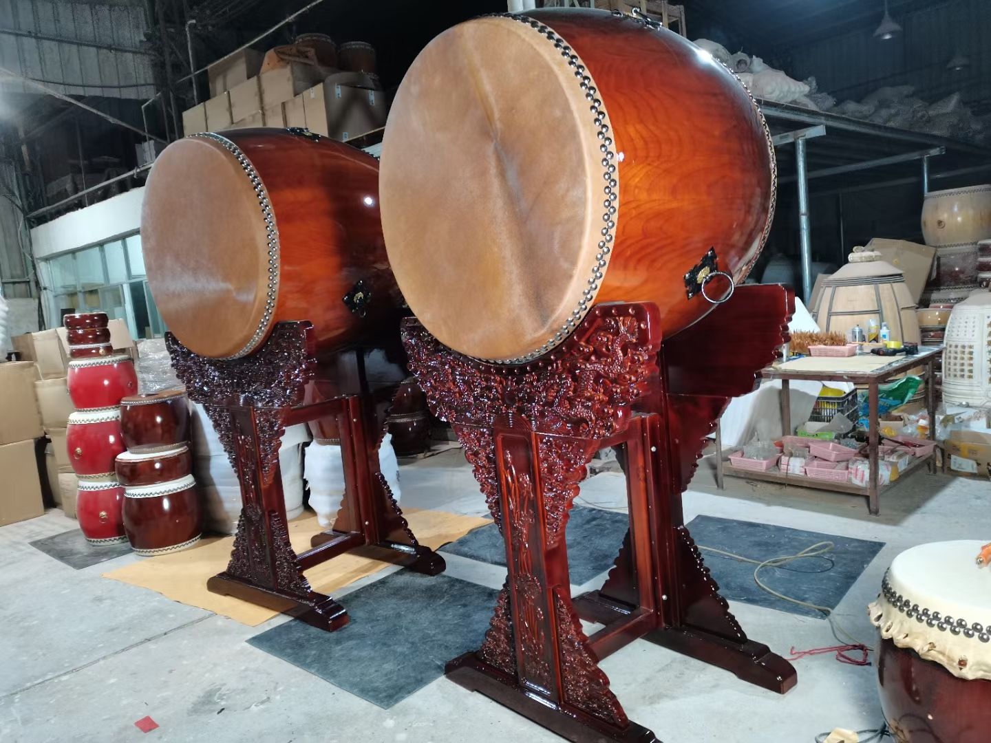 祥晟堂佛具：寺庙高鼓立式鼓 圆形铃鼓鼓架等等详情图4