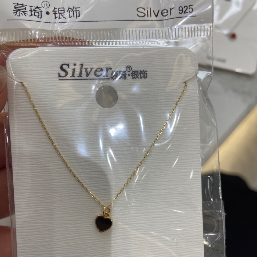 Two-color heart necklace details Picture