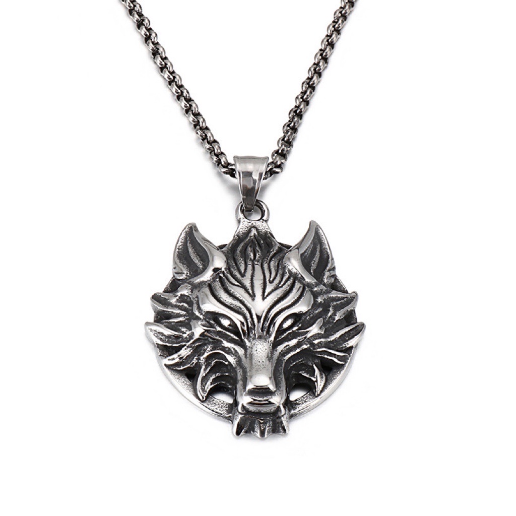 2022 New stainless steel necklace Animal head Pendant, Wolf Head men's pendant necklace