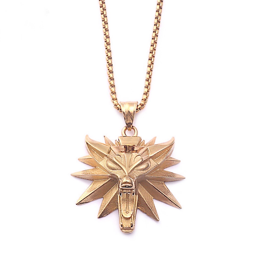 Wolf Head pendant stainless steel men's necklace Animal head men's pendant