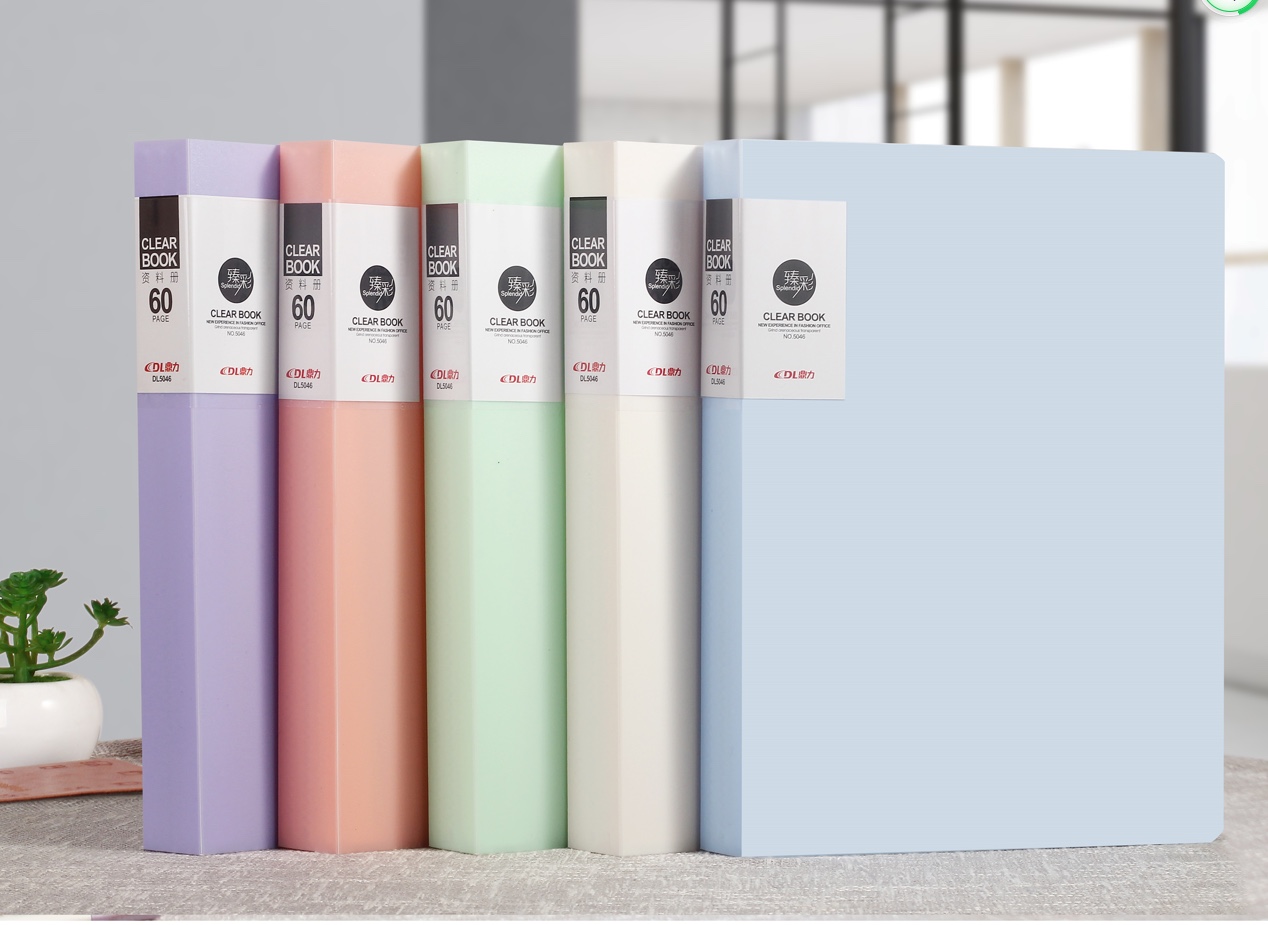 DL5046莫兰迪色60页资料册a4文件册透明插页资料册多层学生用文具试卷收纳袋档案整理办公用品