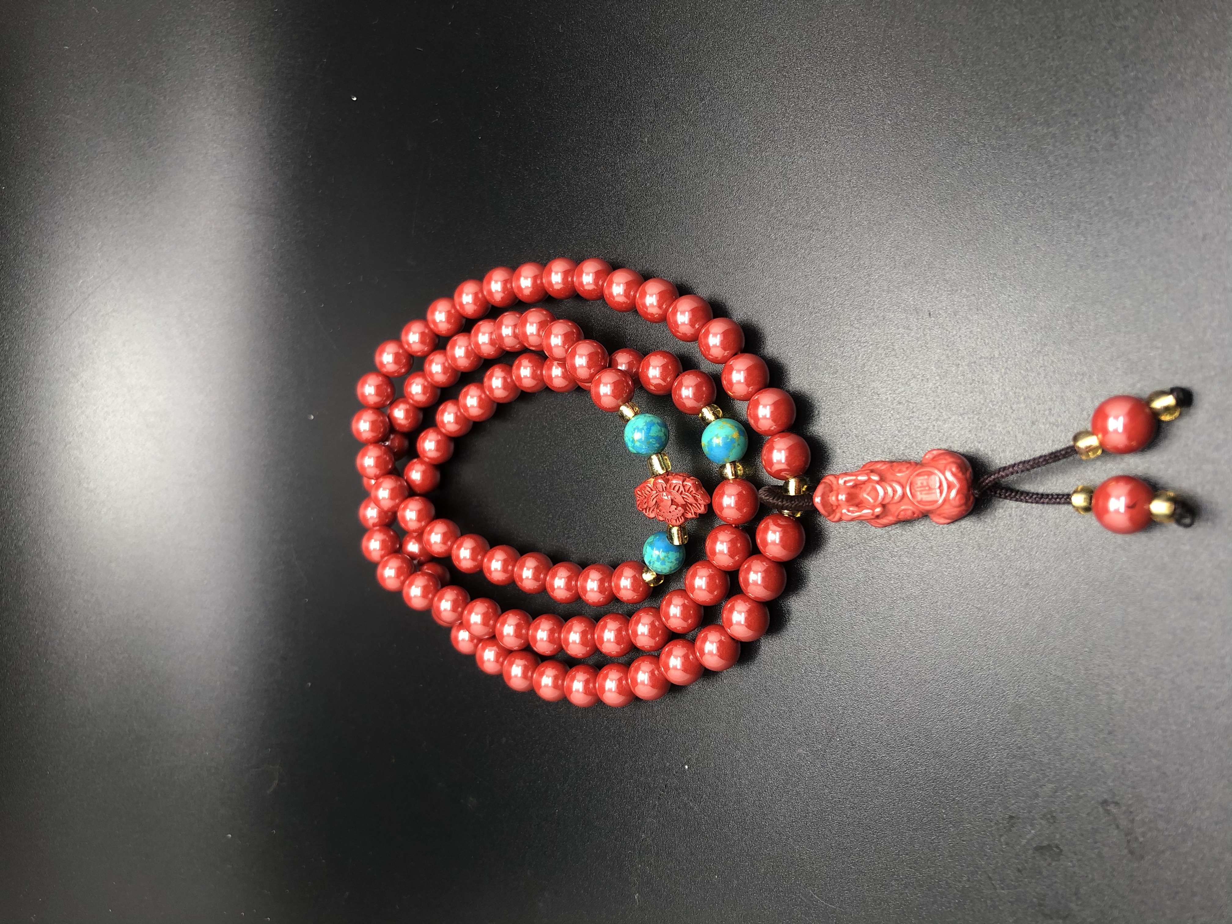 Natural raw cinnabar prayer beads wound three times bracelet prayer beads: Store 8091, Zone D, 3rd Floor, Phase I of Yiwu International Trade City Specification image