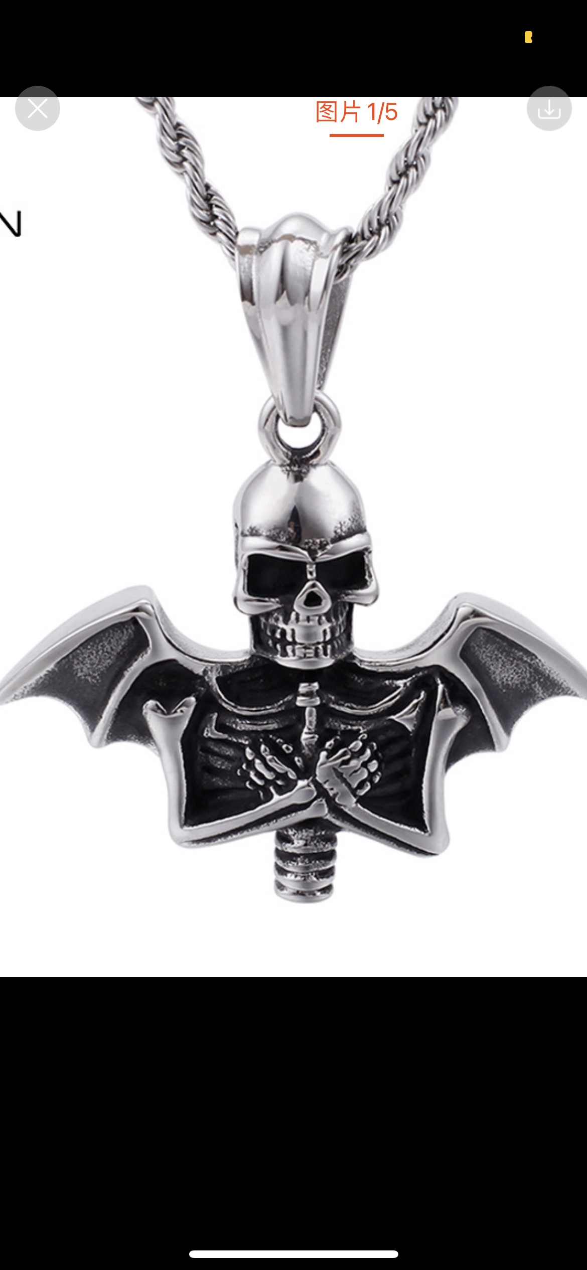 New skull pendant men's casual necklace, stainless steel men's necklace