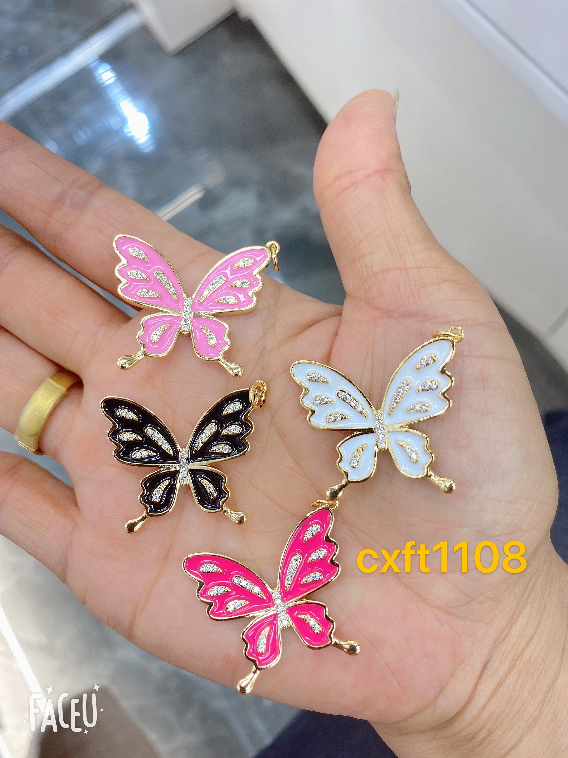 Zhongxing Jewelry Butterfly Zircon Oil Drip Pendant