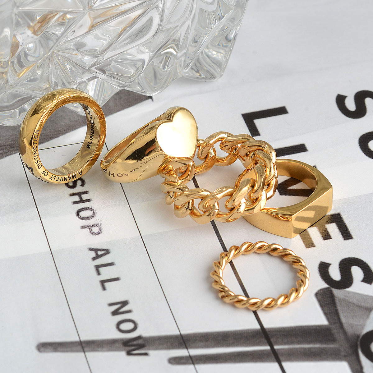 Trendy ladies' ring, Tai Chi ring, stainless steel oil drip ring Specification image