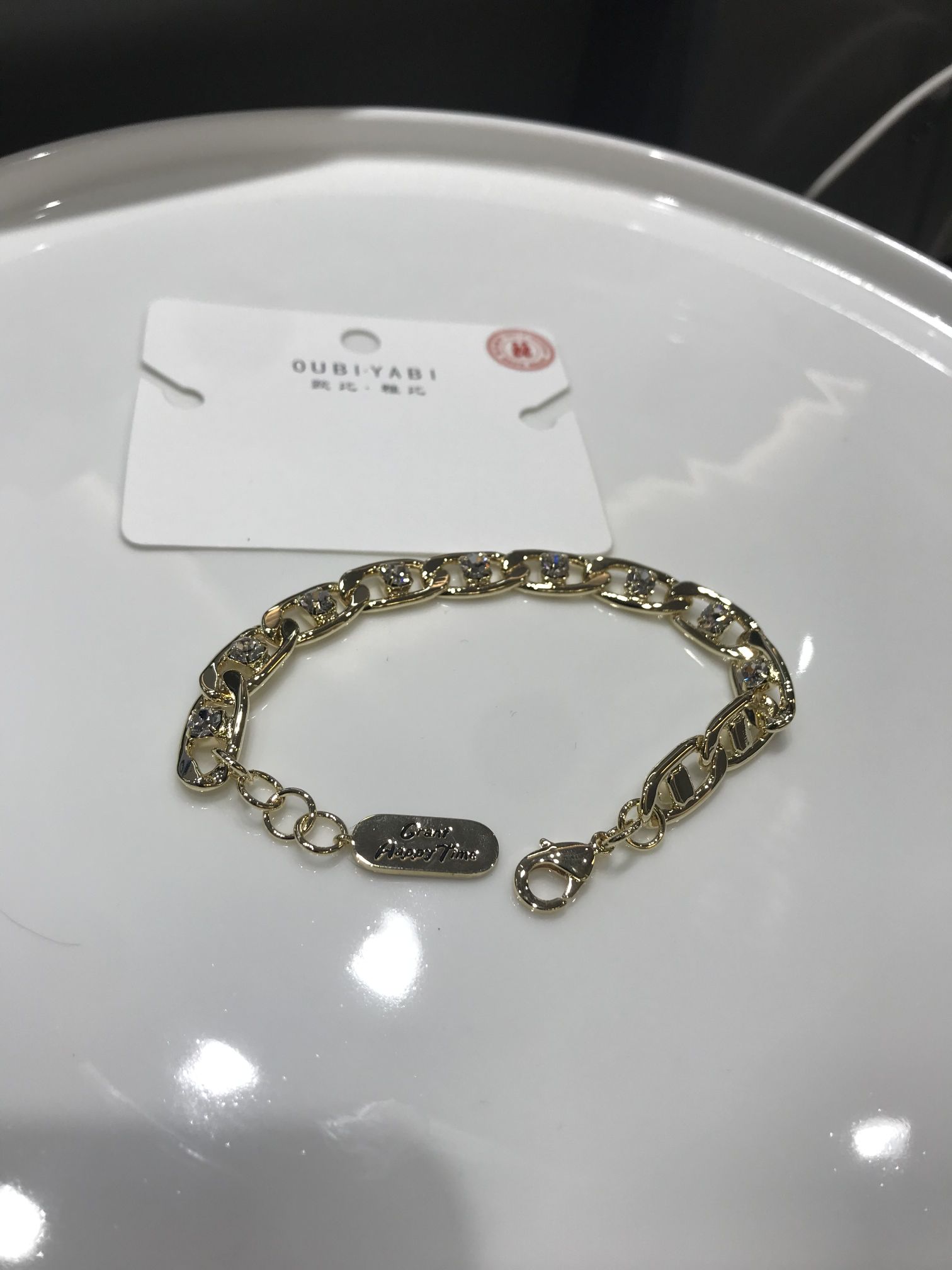 欧比雅比休闲水钻手链金色