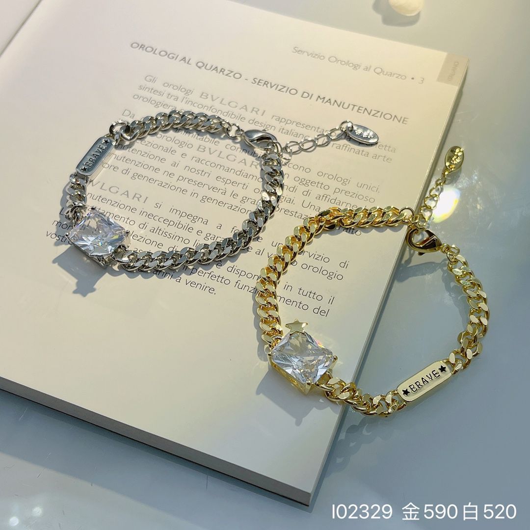 欧比雅比休闲风方锆手链金~银两色