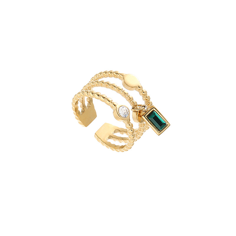 French-style stacked ring, green zircon stainless steel multi-ring combination one-piece ring, fashionable and romantic, foreign trade titanium steel jewelry Application Scenario