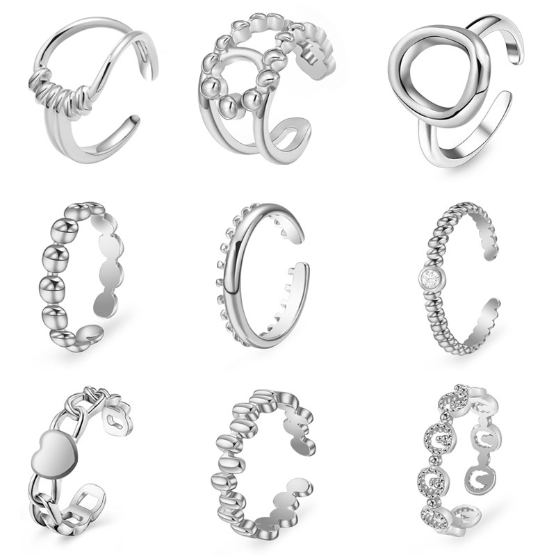 European and American export titanium steel ring set, 14K real gold electroplated high-end women's ring, stainless steel oil pressure ring details Picture