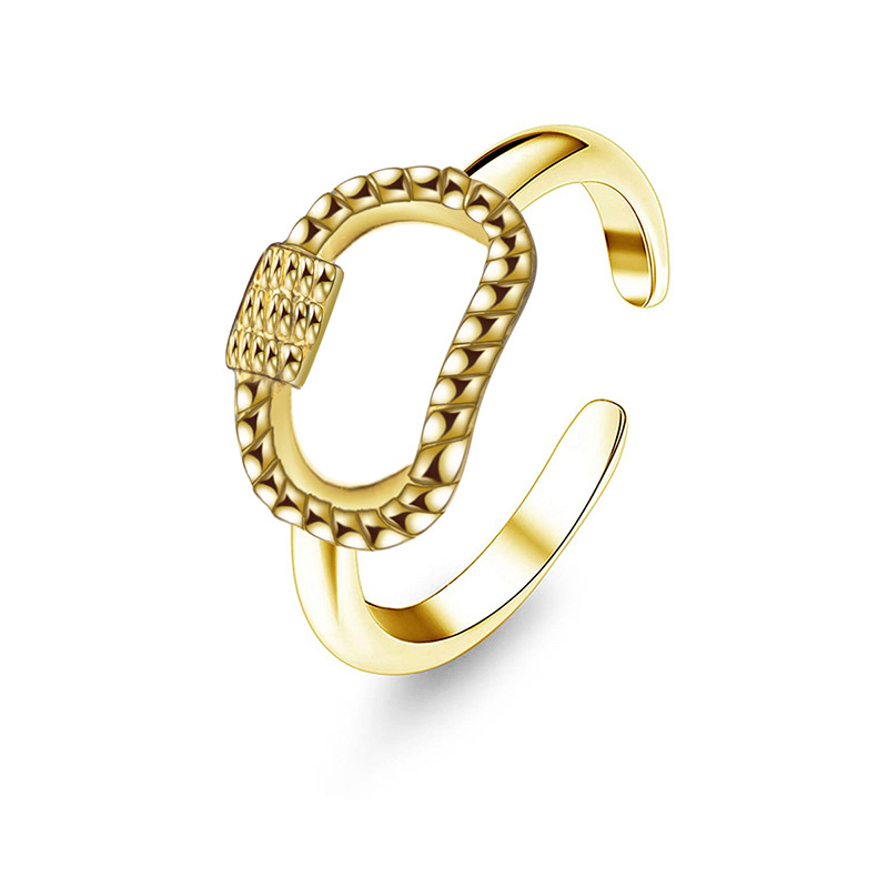 European and American export titanium steel ring set, 14K real gold electroplated high-end women's ring, stainless steel oil pressure ring Item Picture