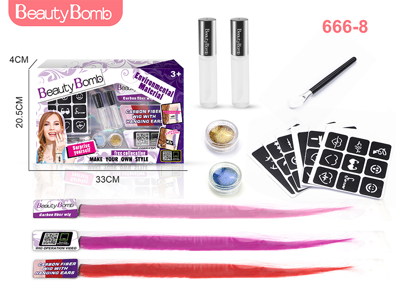 Children's tattoo and wig sets