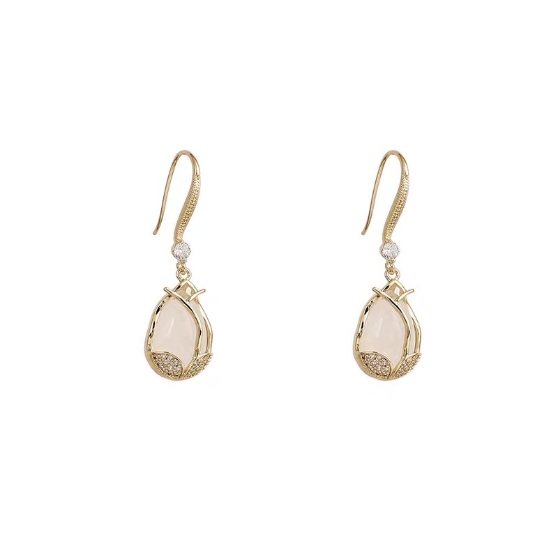 Tulipán opal high end popular temperamento moda alta dama pendientes orejeras Item Picture