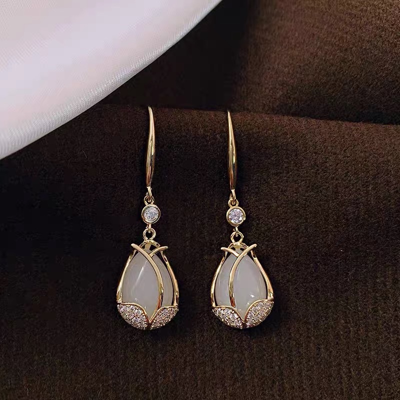 Tulipán opal high end popular temperamento moda alta dama pendientes orejeras Specification image