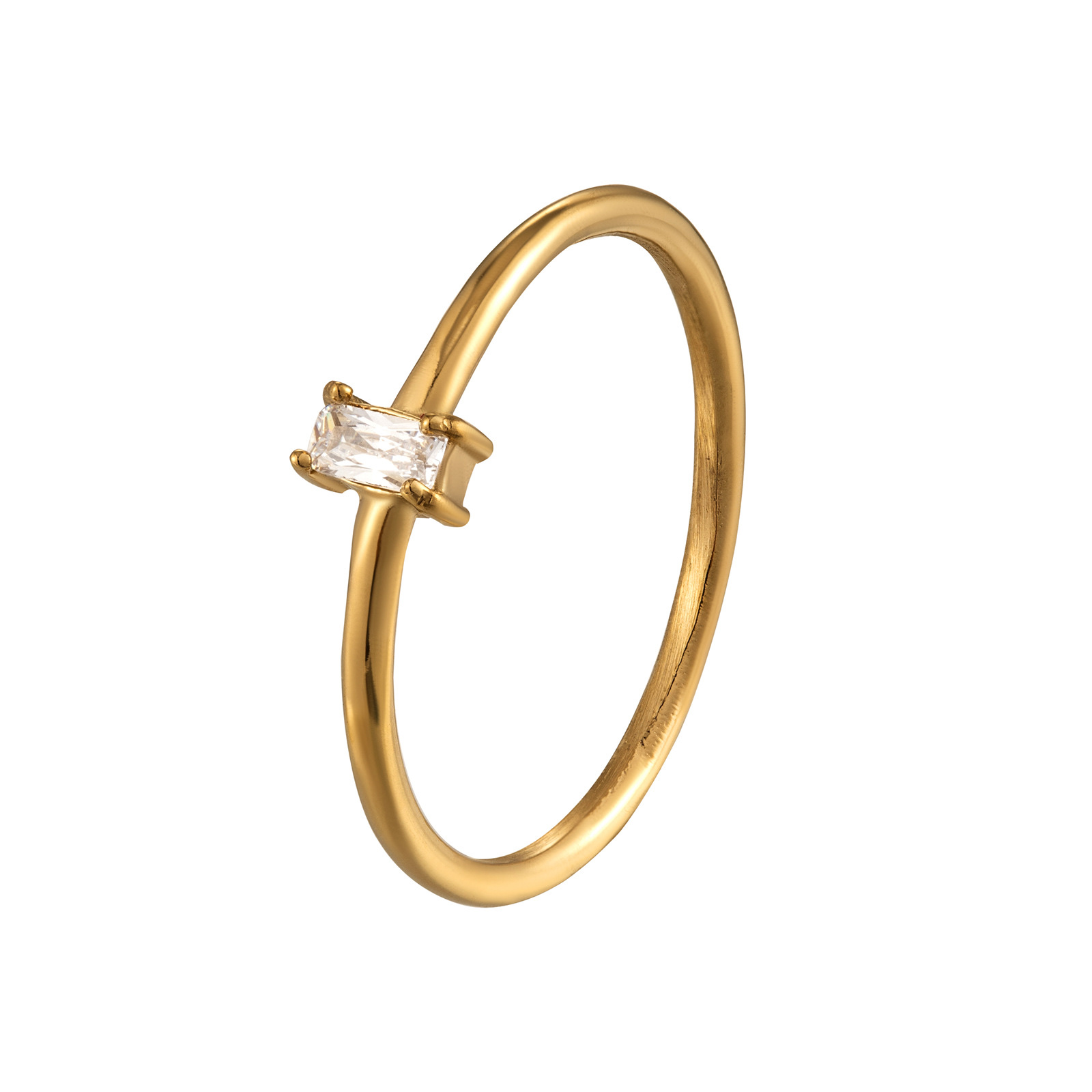 Factory direct supply of titanium steel rings, diamond-encrusted white stone rectangular rings for women, 14k rings for women, cross-border wholesale Application Scenario