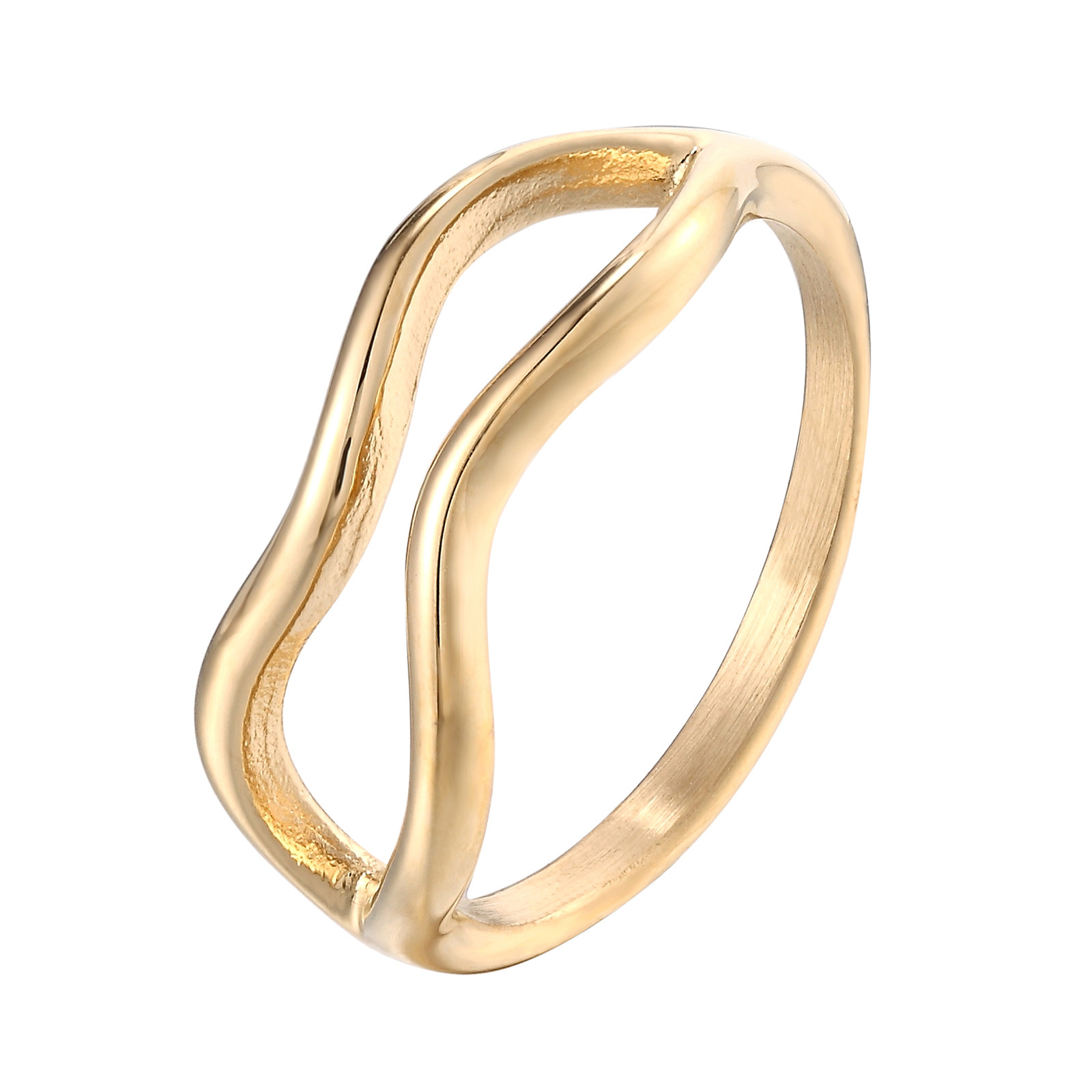 Direct supply of fashionable Korean-style trendy women's rings from the manufacturer. Twisted titanium steel rings, simple cross European and American index finger rings, 14k geometric rings, cross-border wholesale Item Picture