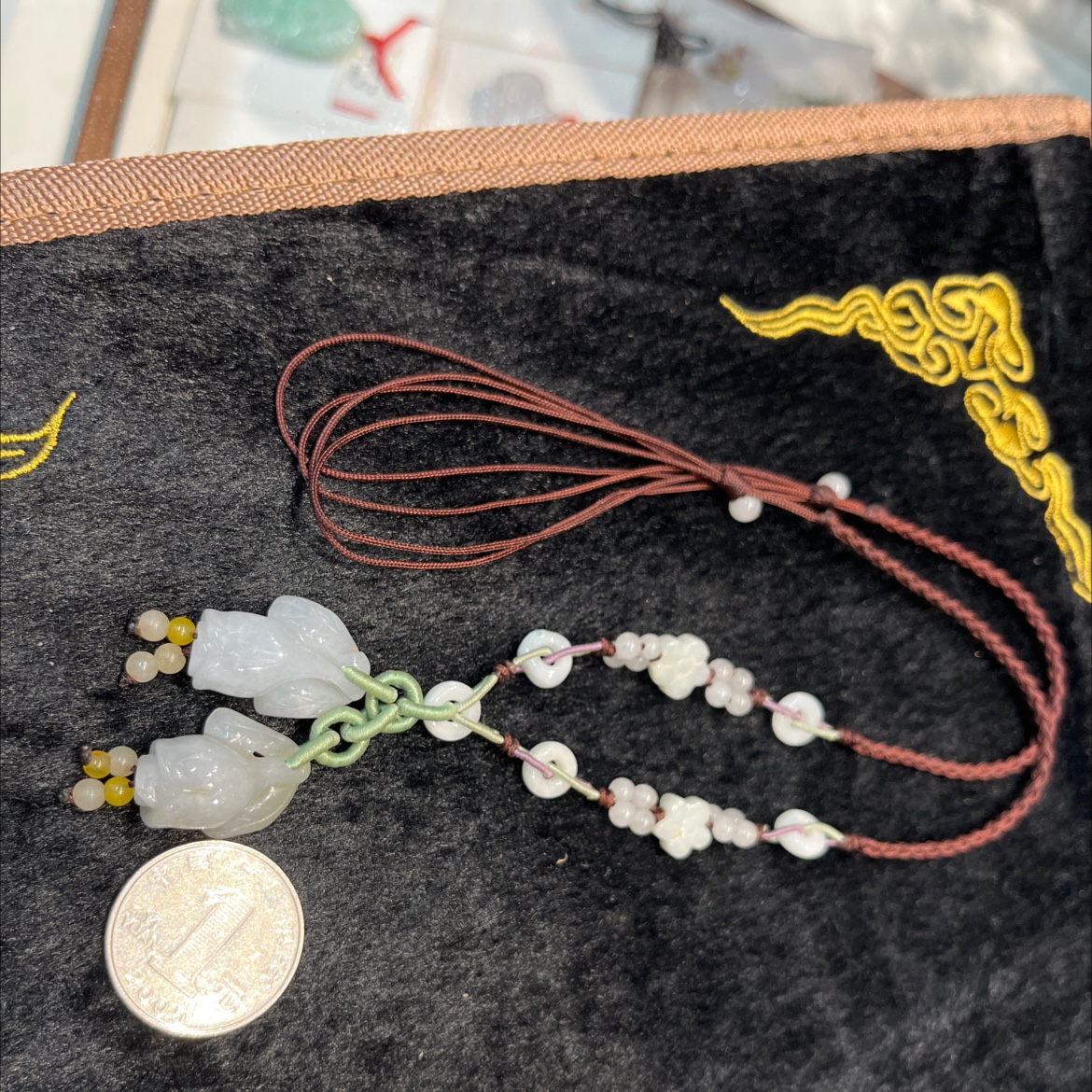 天然翡翠项链/玫瑰花/时尚潮流白底实物图