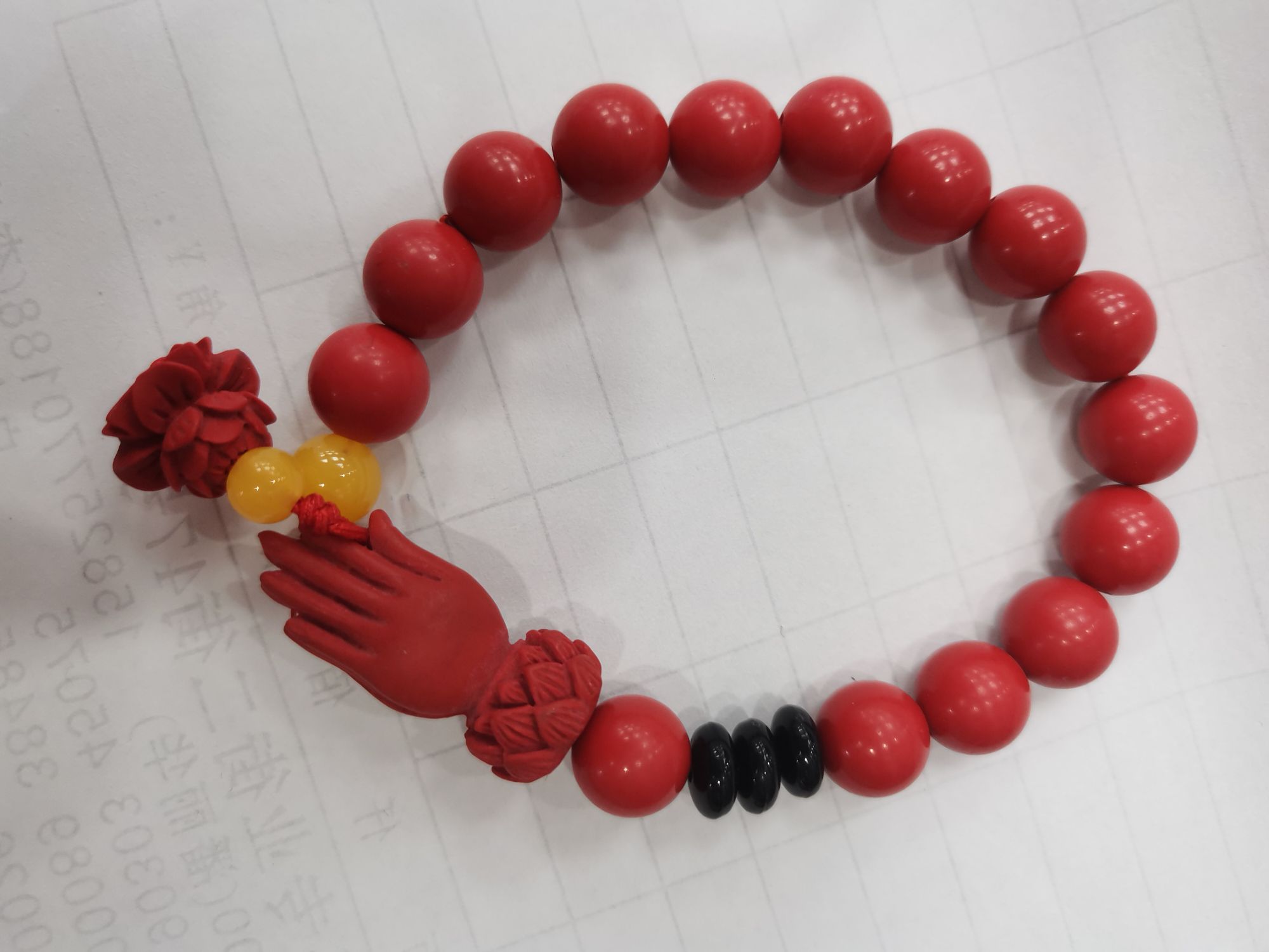 朱砂佛手手串旅游工艺品珠子手串花木梨手串紫檀手串多色1图