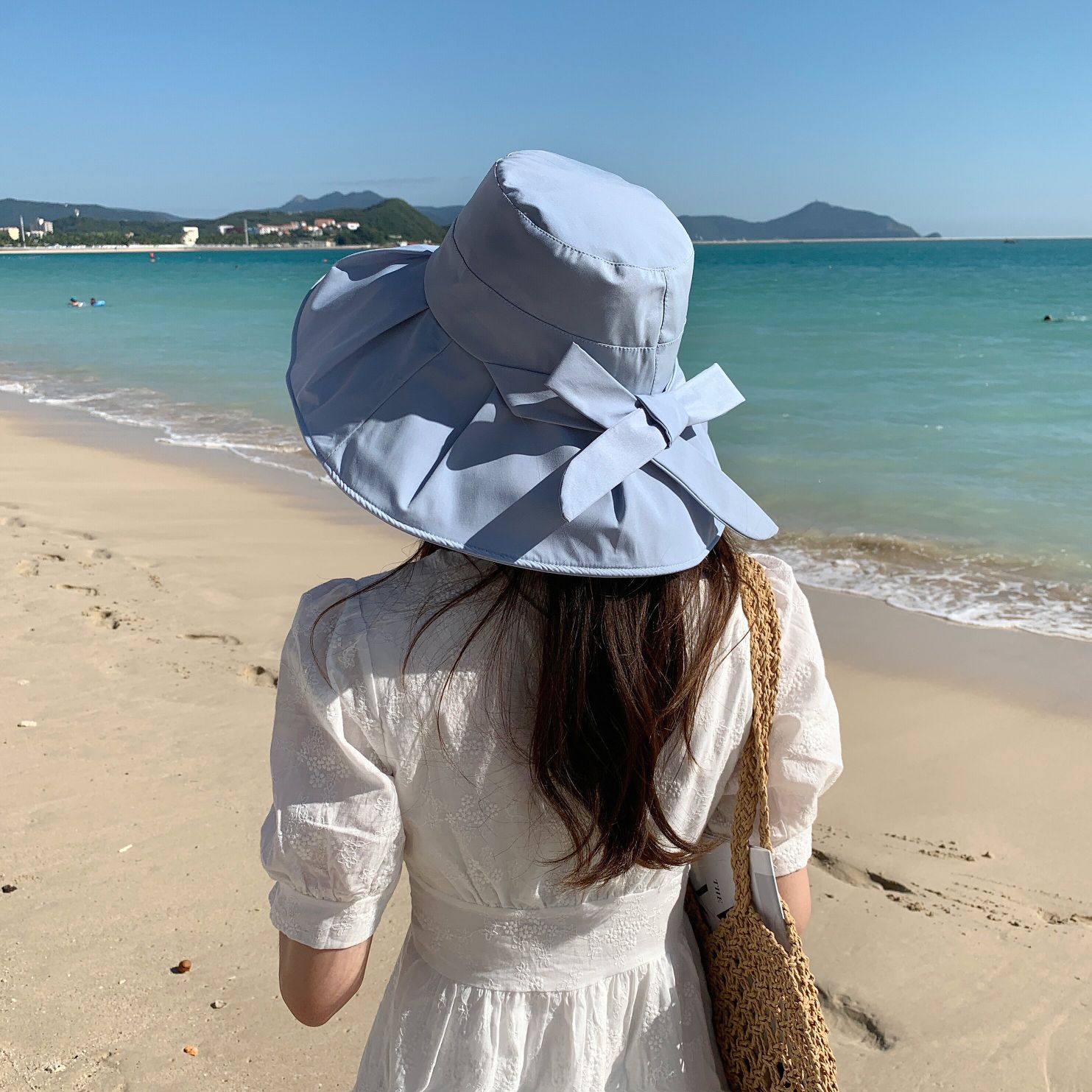 新款渔夫帽女夏季遮阳帽大檐遮脸防晒帽紫外线百搭显脸小太阳帽子