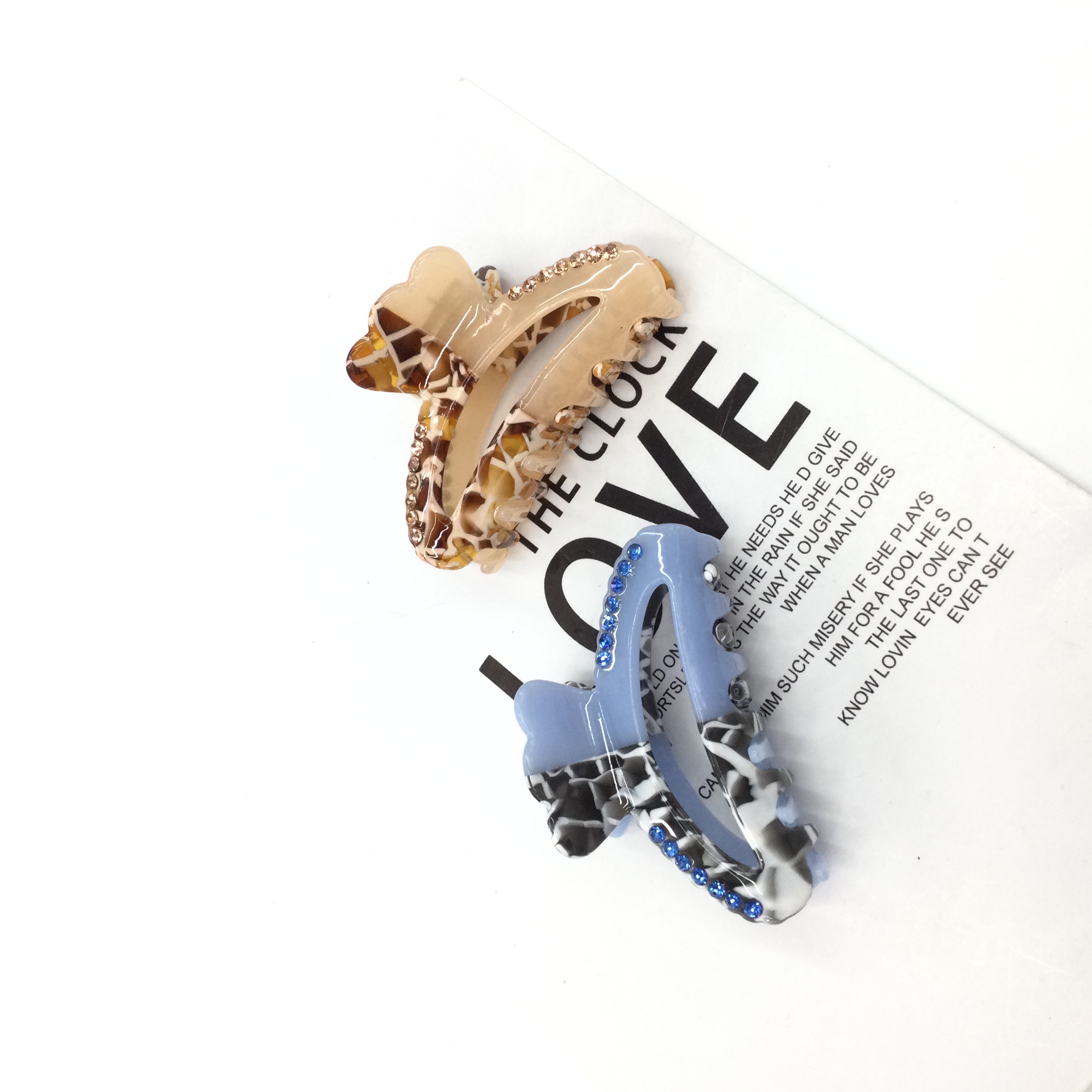 韩版 2022时尚设计感镂空拼接高级感醋酸有钻发抓女网红头饰