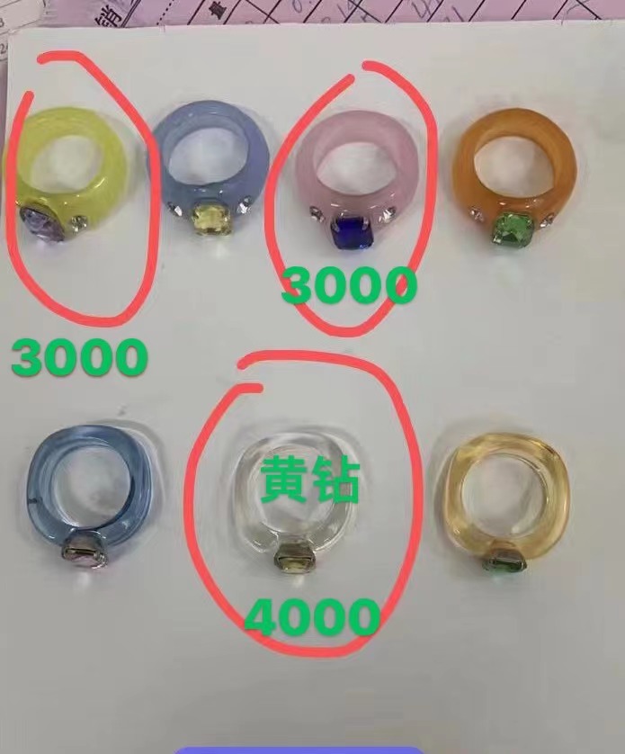 Colorful ring bestseller Rectangular claw diamond fashionable glass multi-color Chao Xia 18 Application Scenario