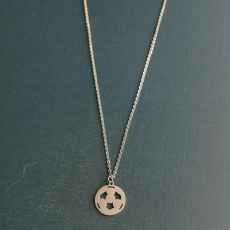 Trendy stainless steel sports jewelry, European and American Football necklace pendant, men's personalized football necklace detail image 3