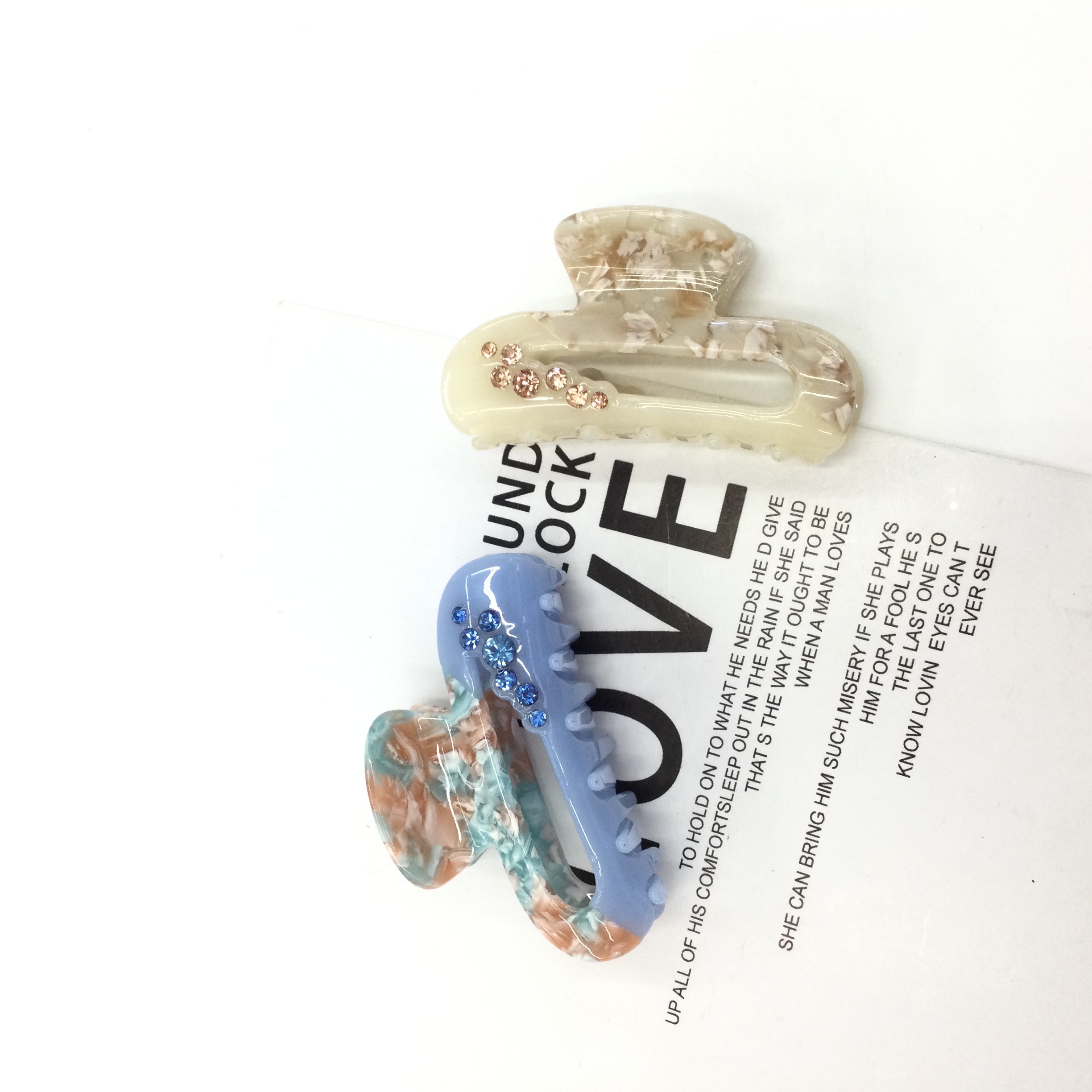 新款小众设计感 镂空有钻拼接醋酸头饰抓夹