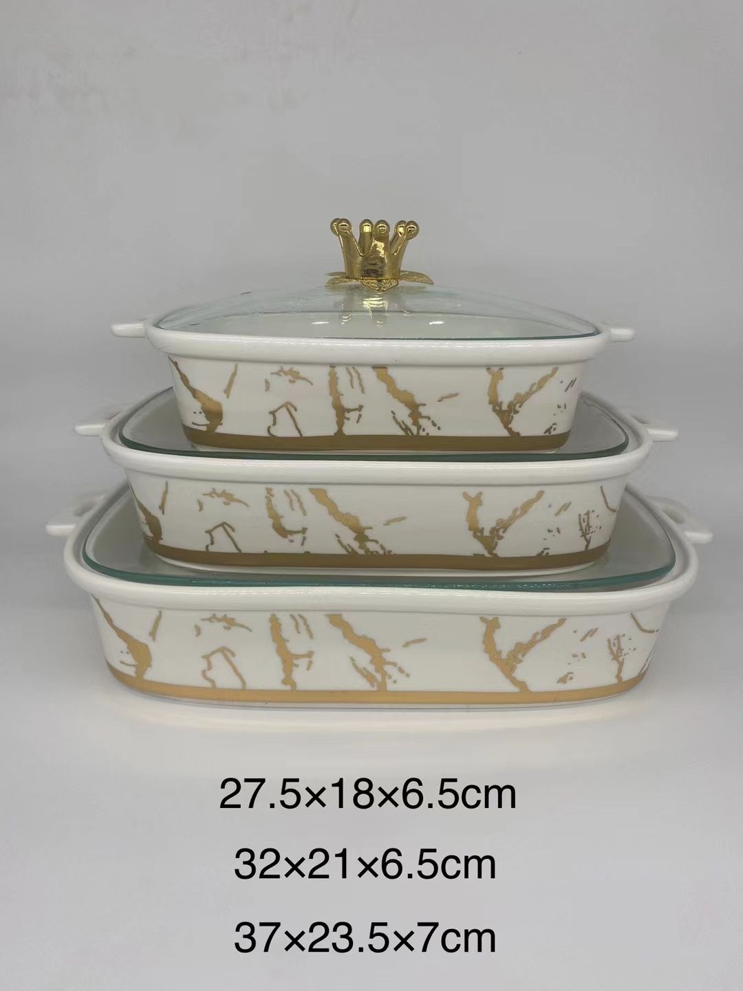 方圆陶瓷大理石金烤盘可配金色酒精架子皇冠玻璃盖，高温耐煮FRER878678详情图8