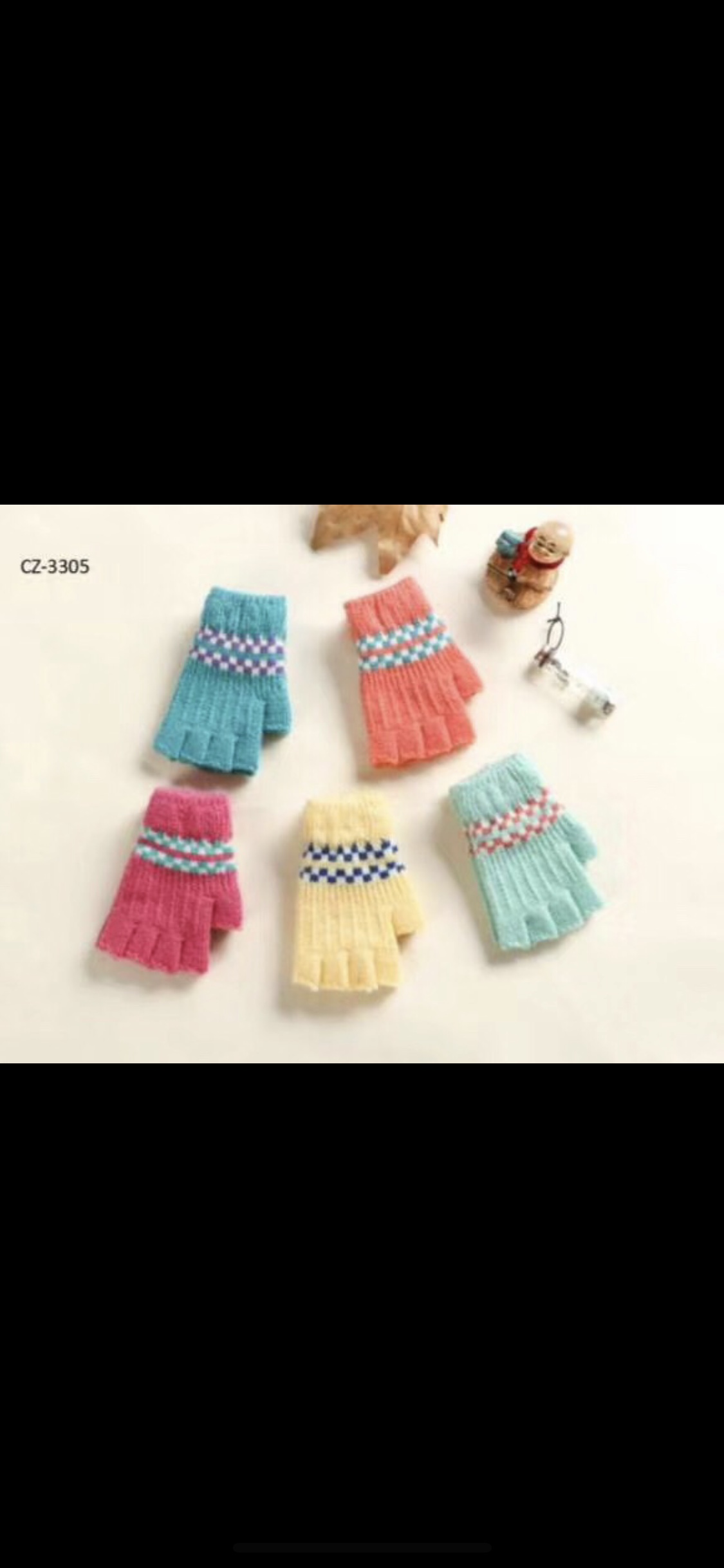 Women's half-fingered gloves with checkered jacquard patterns