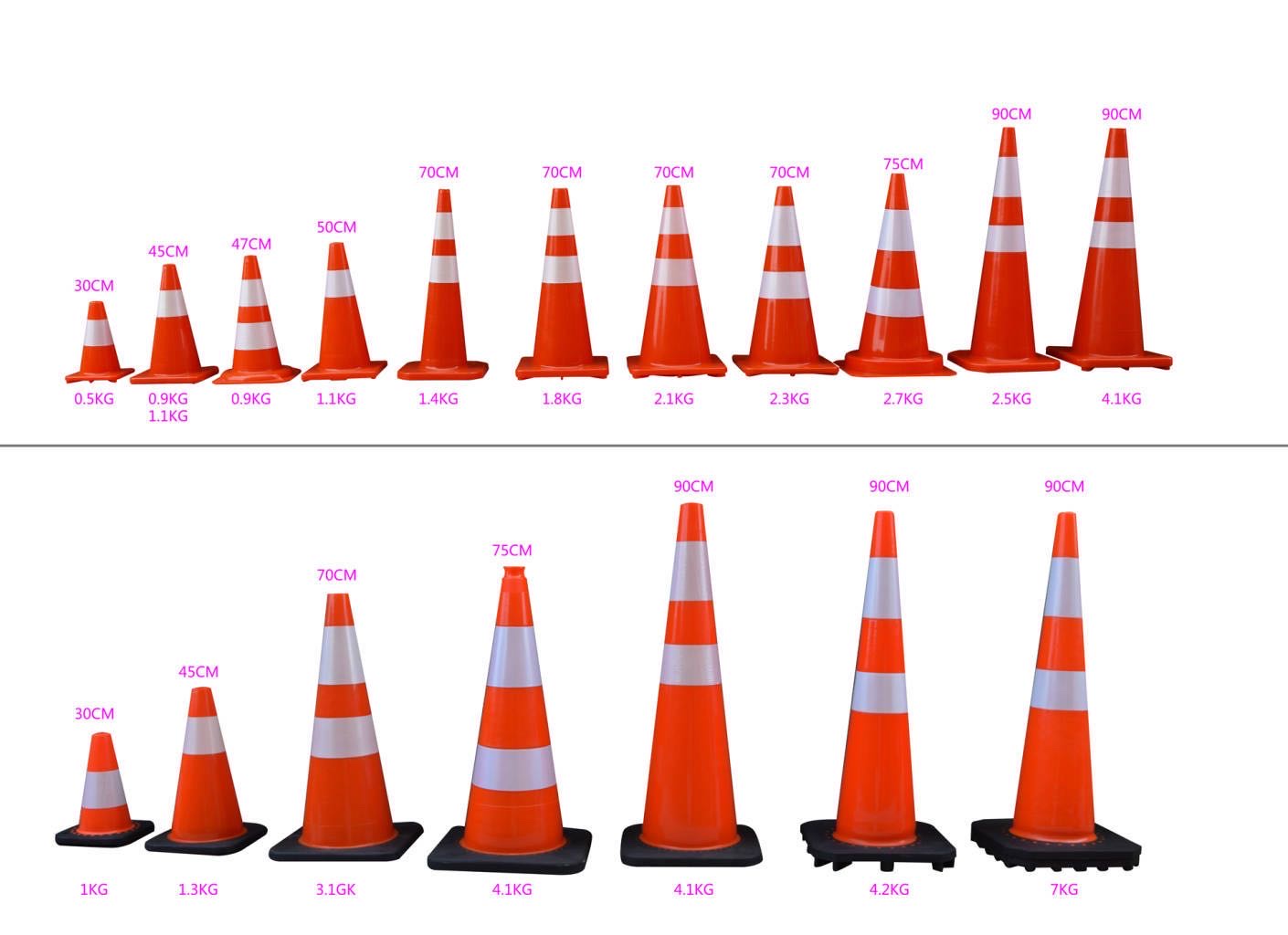 警示路锥/隔离路障/雪糕路锥白底实物图