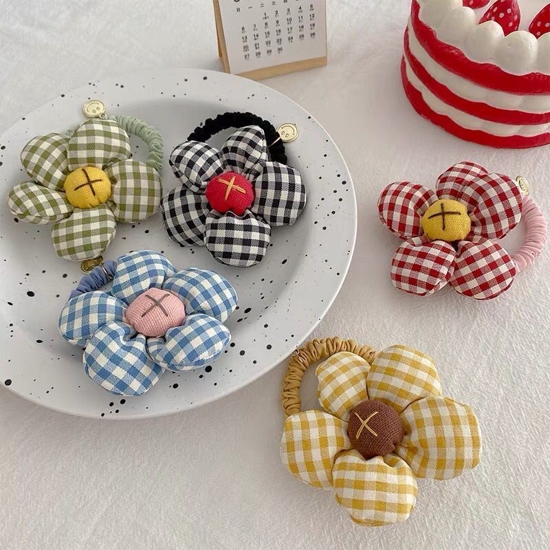 2022 nuevo estilo coreano venta caliente en stock broca banda de pelo plaid girasol details Picture