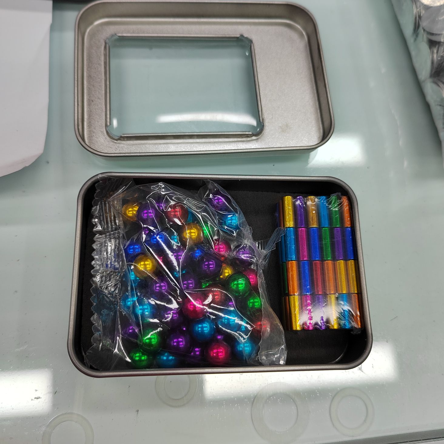 巴克球磁力短棒72棒加54球组合铁盒套装益智玩具拼搭金属磁铁积木