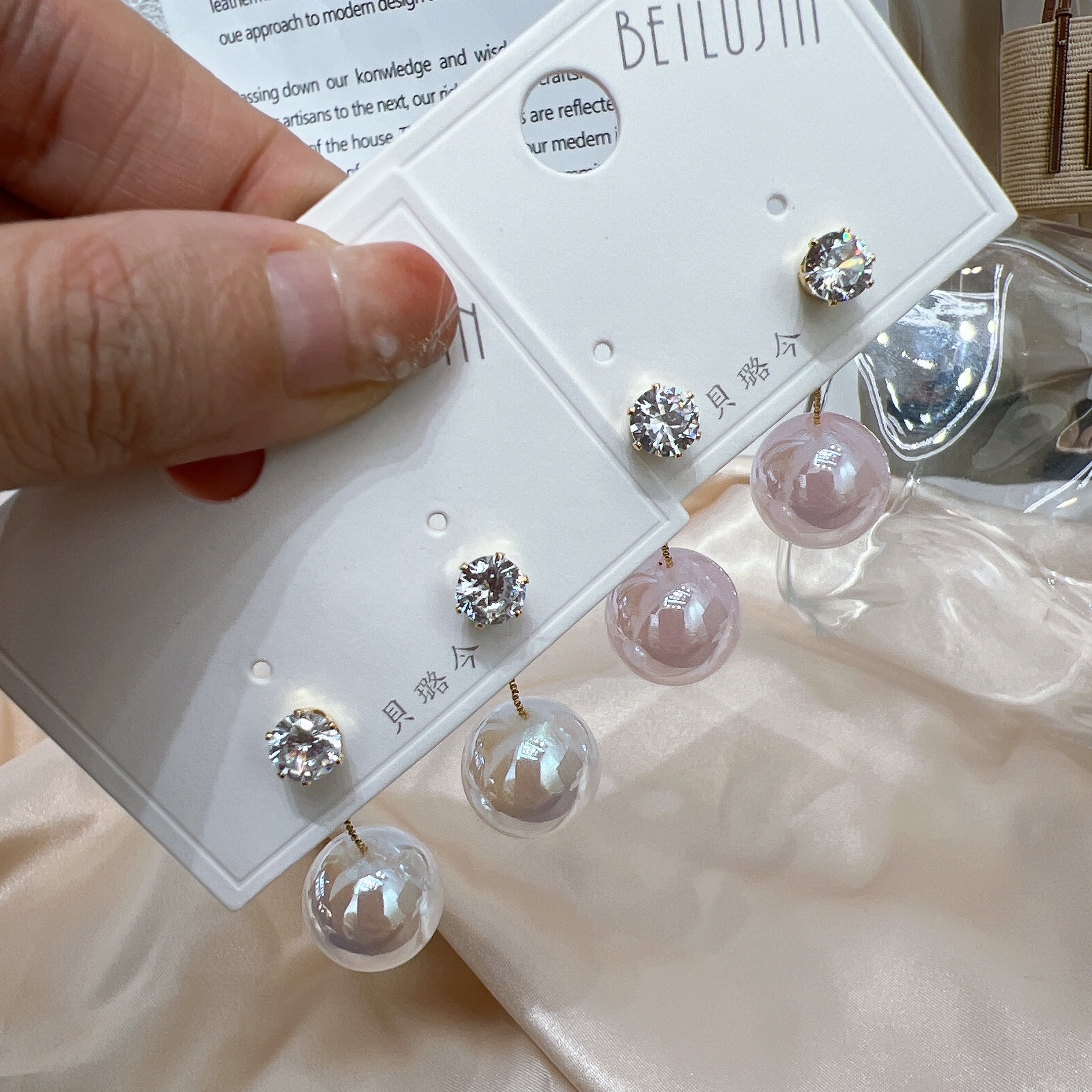 s925 Silver Needle Enchanting and ethereal Mermaid Beauty Colorful stud Earrings Sweet and simple back-hanging long tassel earrings and earrings wholesale