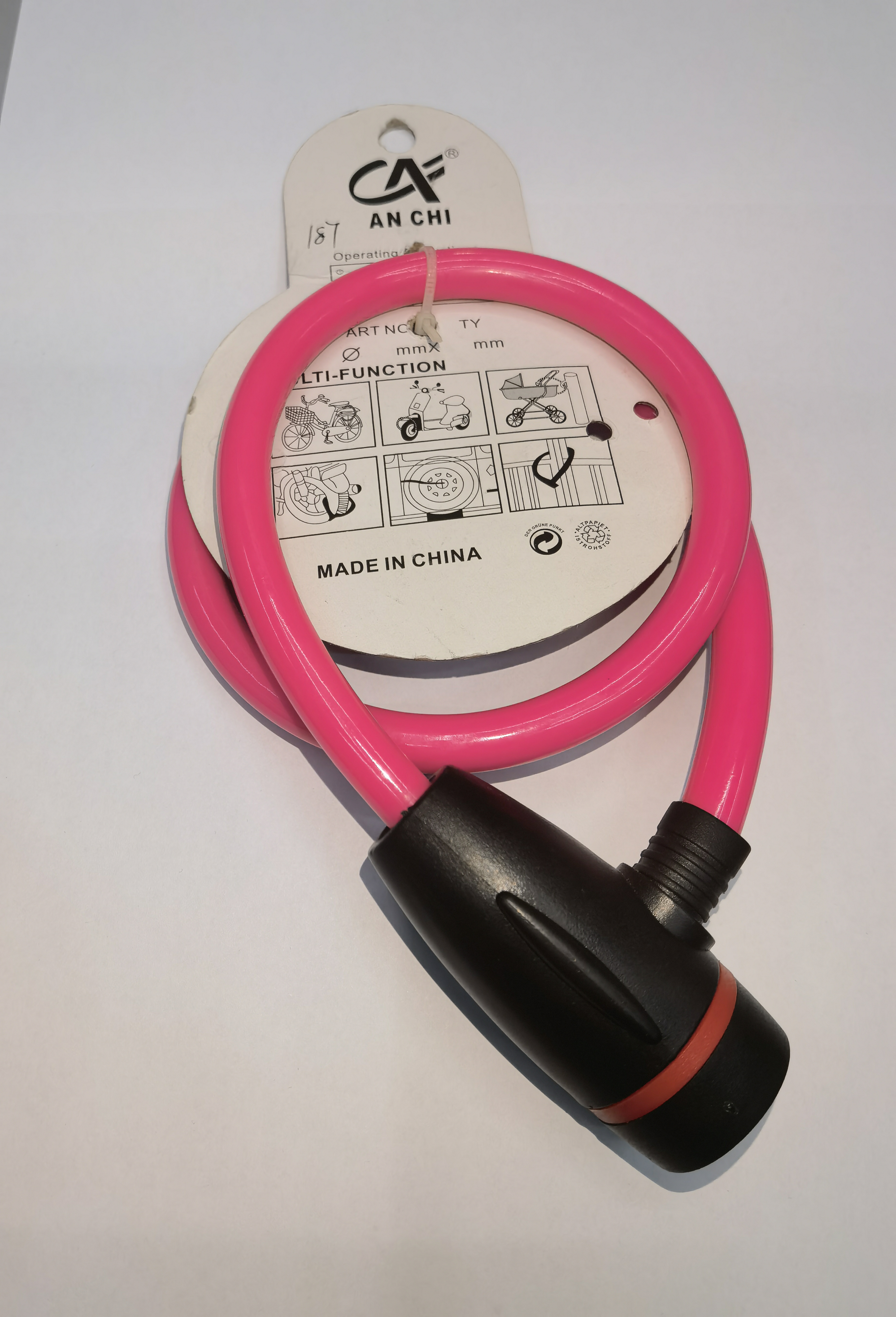 The key for unlocking the steel cable lock of a bicycle or motorcycle details Picture