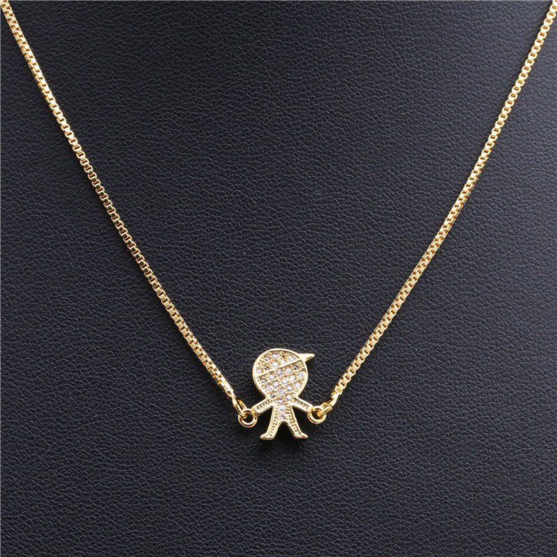 European and American jewelry, slightly inlaid zircon family pendant necklace for boys and girls detail image 5