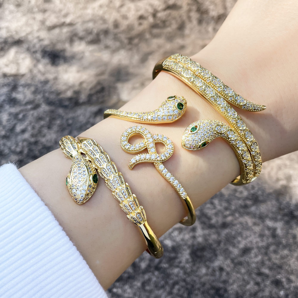 Cross-border new jewelry, European and American style, exaggerated hip-hop snake bracelet, trendy and retro snake-shaped wristband