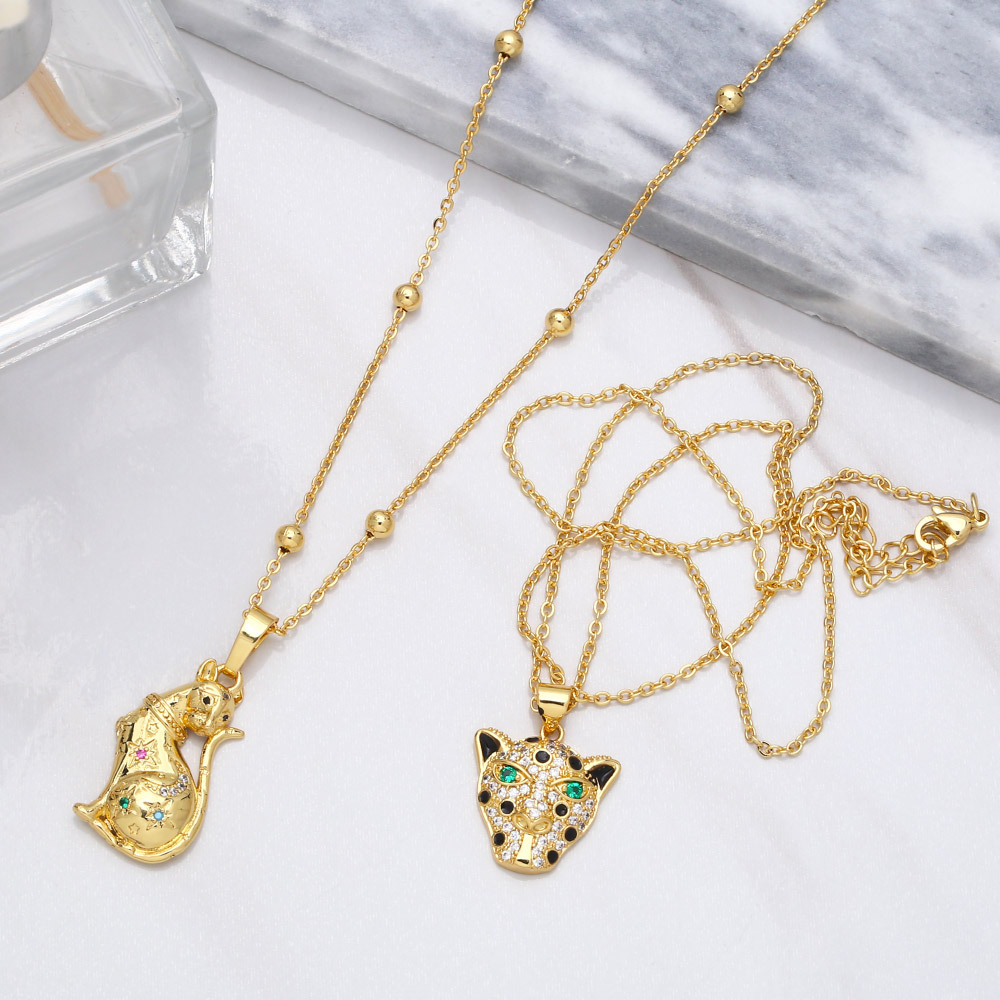 Cross-border European and American new style, simple and cool animal leopard necklace, hip-hop punk leopard head pendant