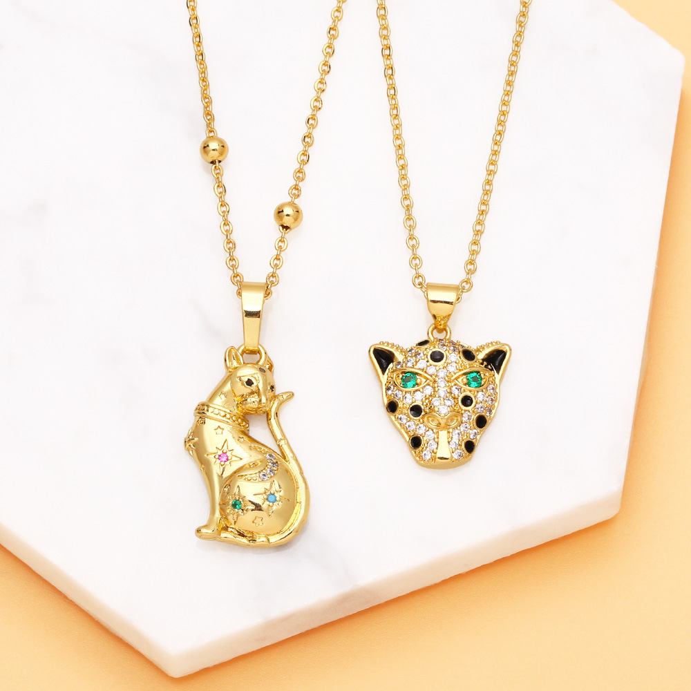 Cross-border European and American new style, simple and cool animal leopard necklace, hip-hop punk leopard head pendant Application Scenario