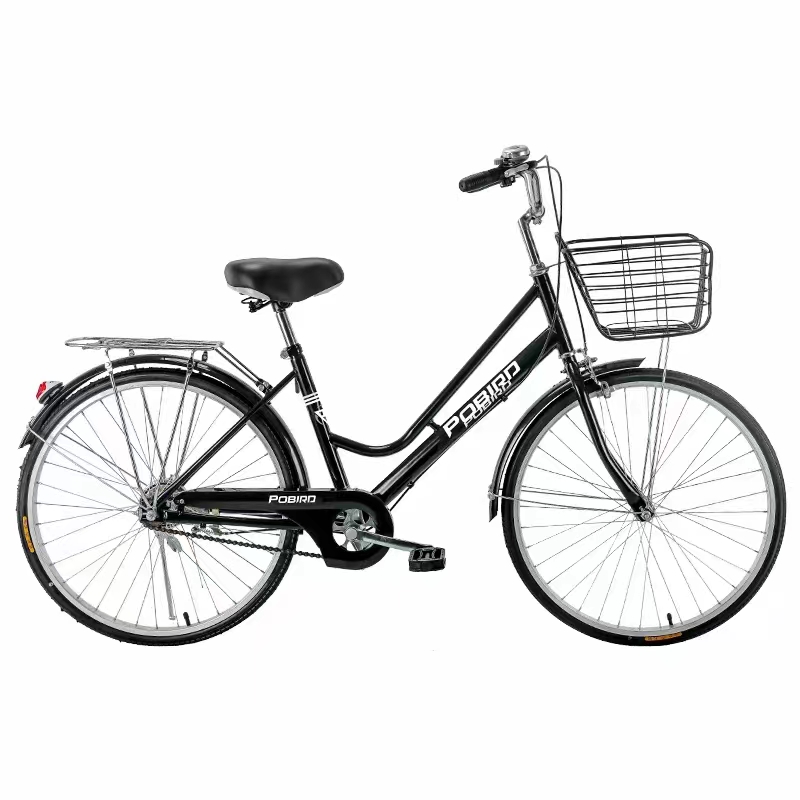 Bicicleta de una velocidad 24/26 "alto acero al carbono y marco de bajo alcance, anillo de aleación de aluminio de 183 espina, freno de abrazo de sol rojo, neumático exterior jirure, sellado de eje central integrado, freno de abrazo delantero y trasero, cómodo y suave. details Picture