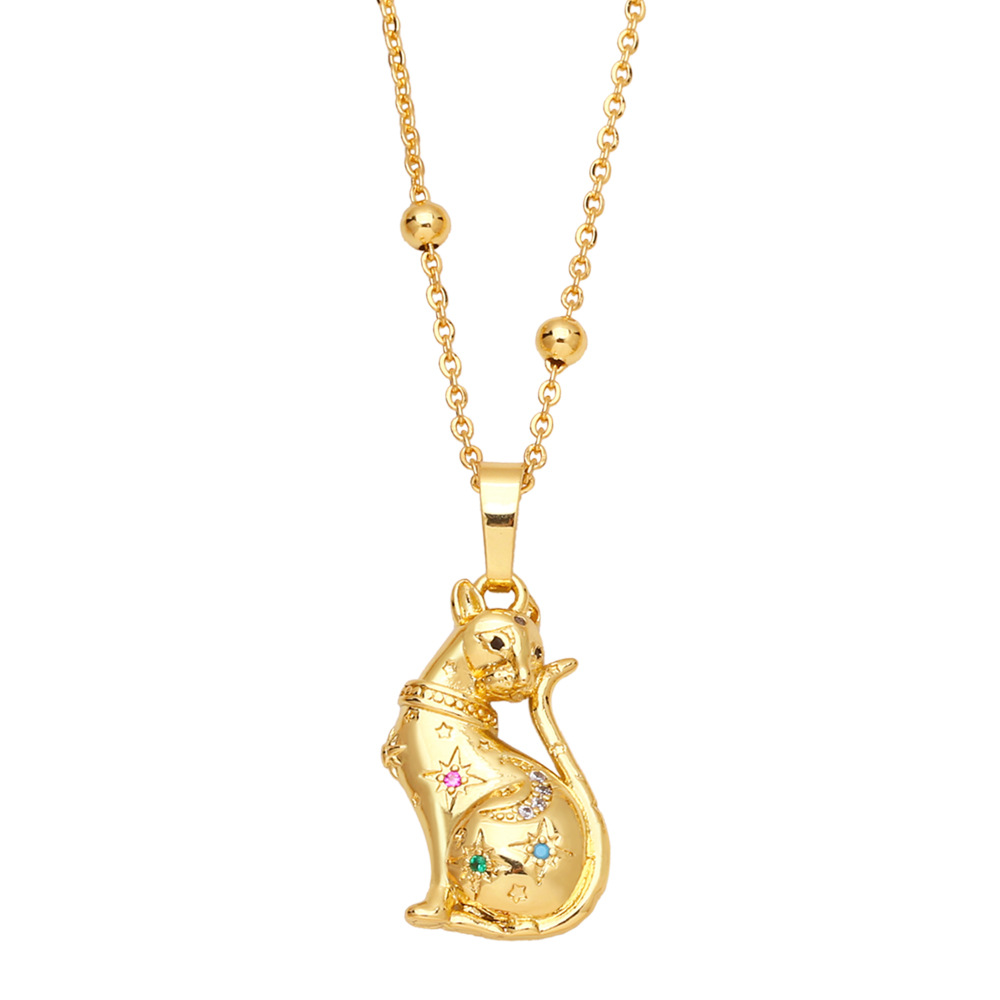 Cross-border European and American new style, simple and cool animal leopard necklace, hip-hop punk leopard head pendant details Picture