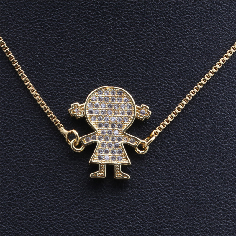 European and American jewelry, slightly inlaid zircon family pendant necklace for boys and girls Specification image