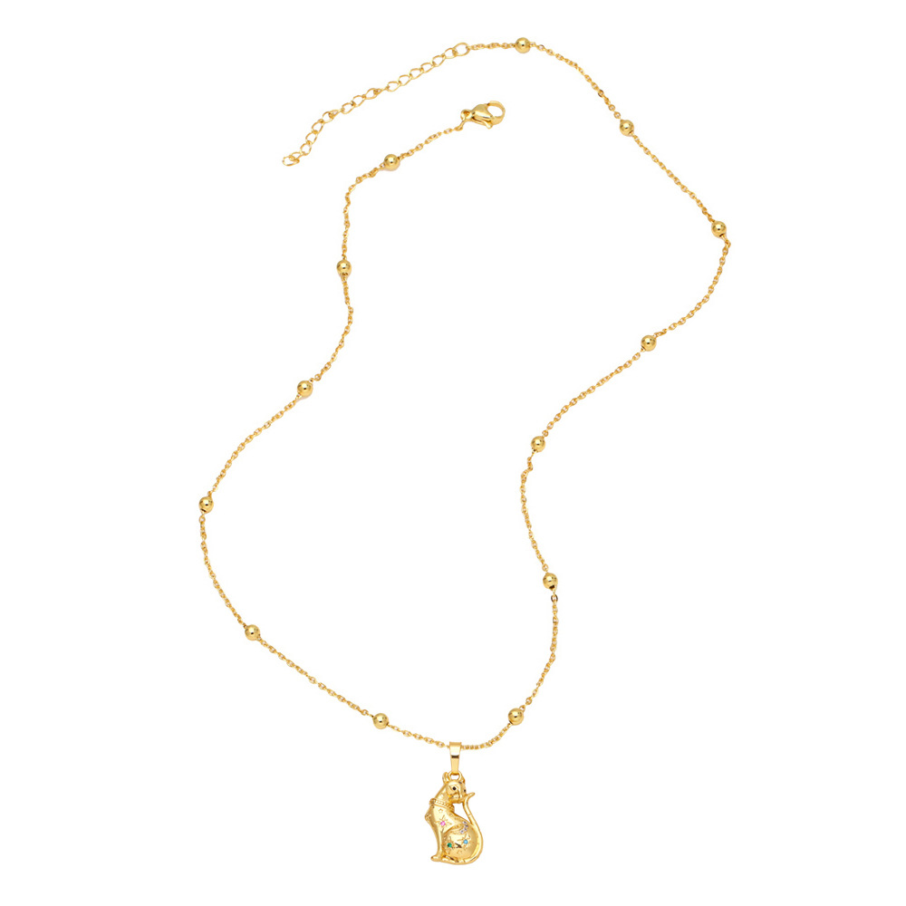 Cross-border European and American new style, simple and cool animal leopard necklace, hip-hop punk leopard head pendant Specification image