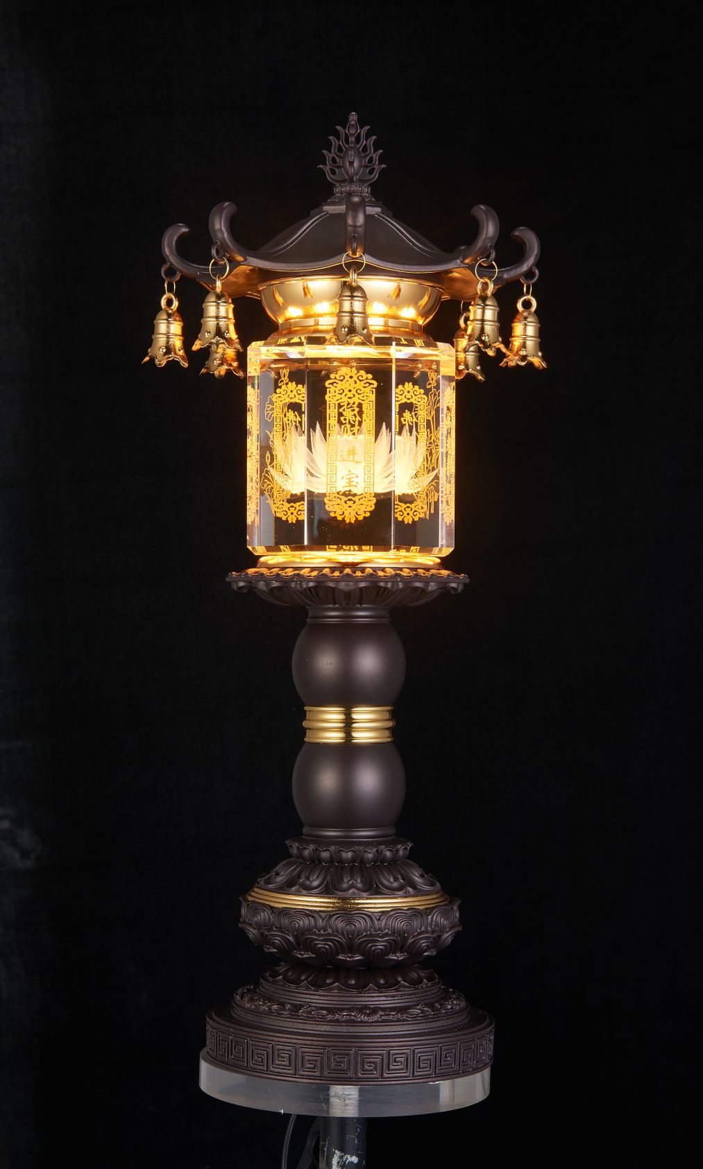 Copper alloy crystal chandelier, De Yuan Craft lotus lamp ab details Picture