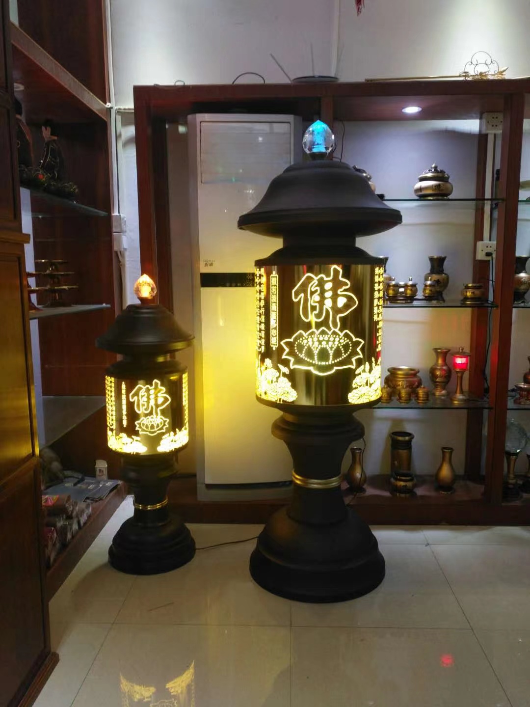 Large and small Buddha character palace lanterns, Deyuan Craft lotus lanterns ab details Picture