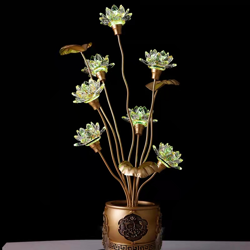 Forked crystal chandelier, De Yuan Craft Lotus Lamp g details Picture