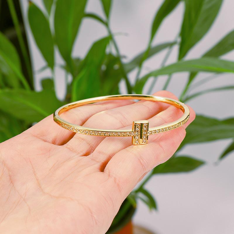 2022 New style jewelry: European and American copper inlaid zircon, personalized ins style light luxury rectangular diamond-encrusted bracelet